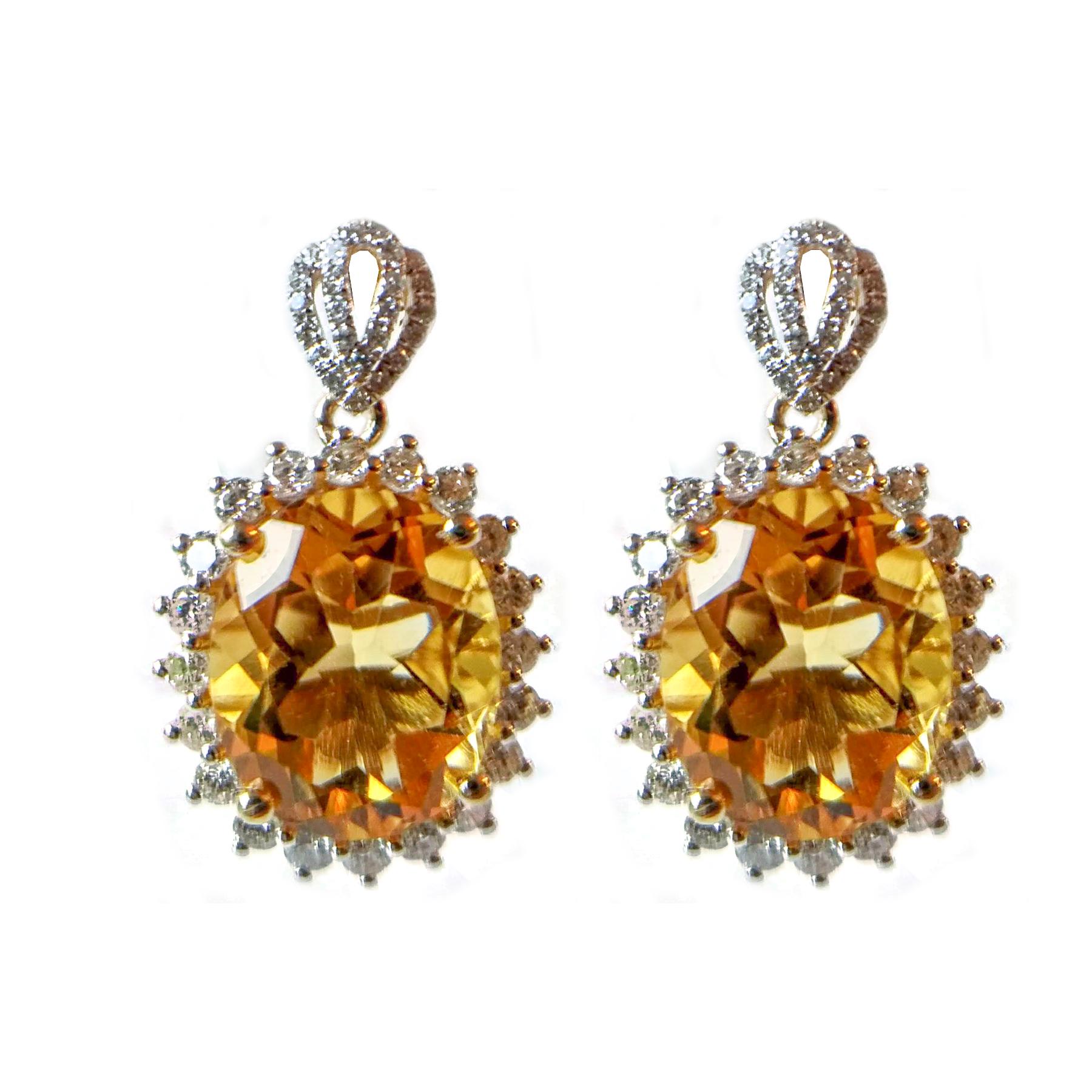 Citrine Yellow Gold Necklace Earrings Set 4