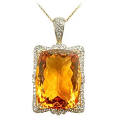 Citrine 36.71 Carats Yellow Gold Pendant Necklace
