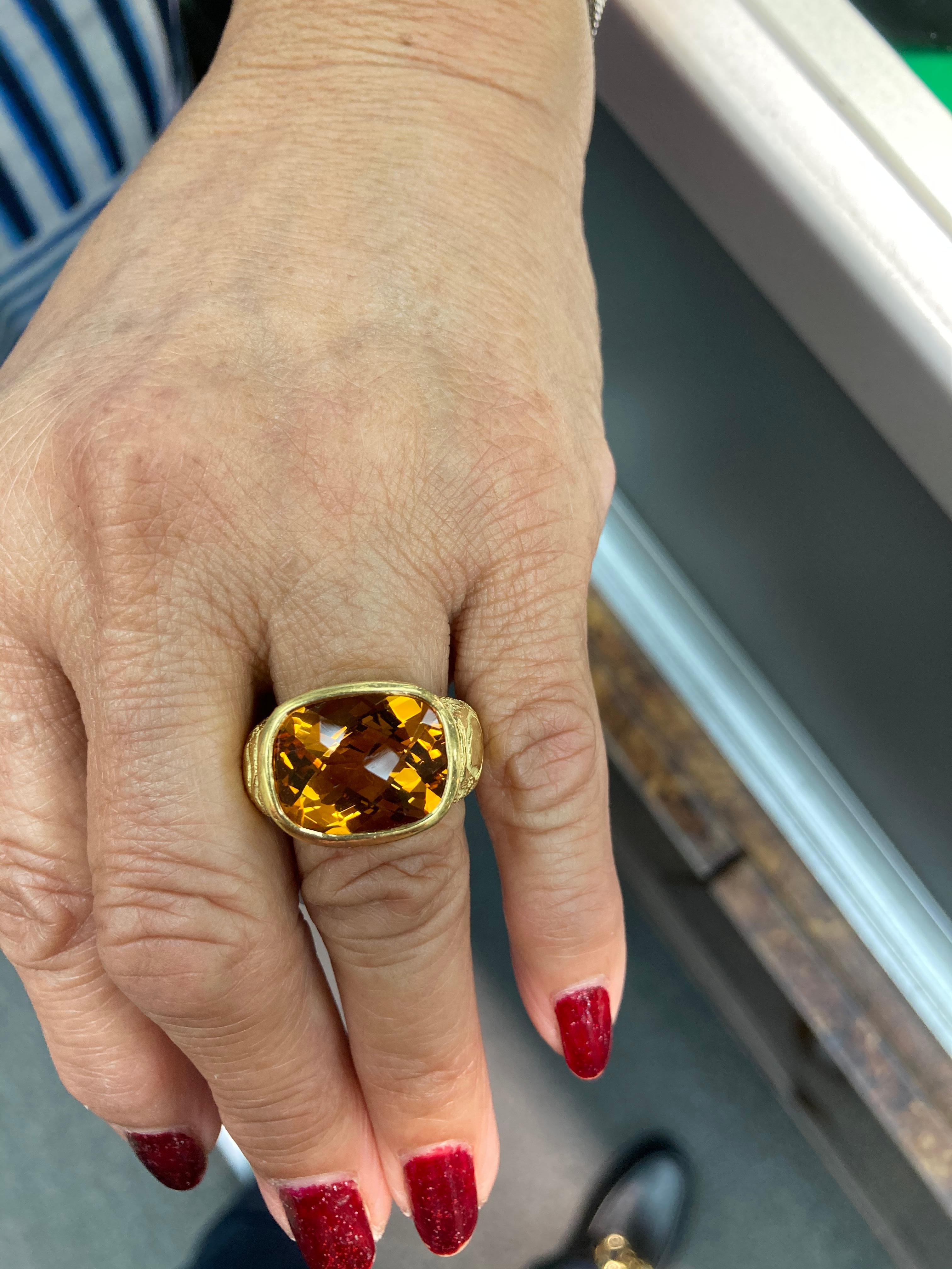 Contemporary Citrine Yellow Gold Ring For Sale
