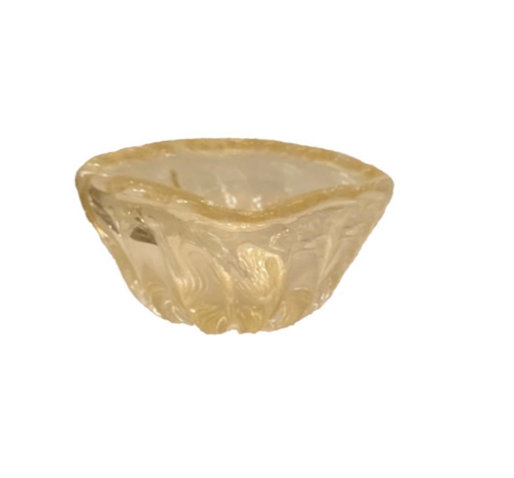 Schale aus zitronengelbem Murano Rigadonglas (Muranoglas) im Angebot