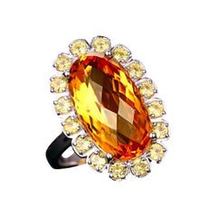 citrine and sapphire ring Citrine Yellow Sapphire Ring 14 Karat White Gold