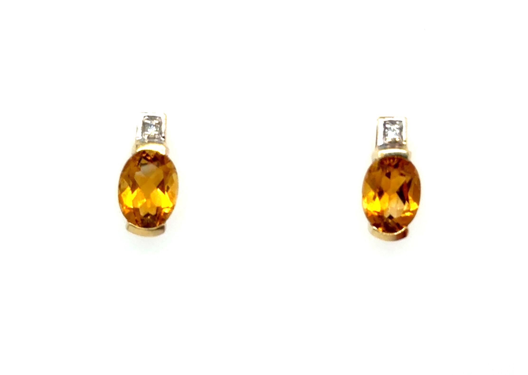 Citrin Gelber Topas Diamant-Ohrstecker 2,50 Karat November Geburtsstein 14K