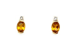 Citrin Gelber Topas Diamant-Ohrstecker 2,50 Karat November Geburtsstein 14K