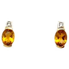 Clous d'oreilles de 2,50 carats, pierre de naissance de novembre 14 carats, citrine, topaze jaune et diamant