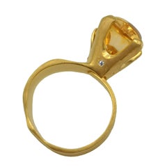 Citrine Zircon Gold Plate Silver Hasnd Made Ring