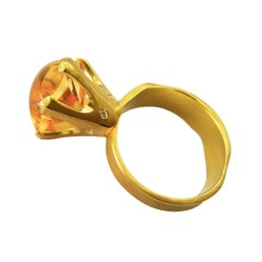 Citrine Zircon Gold Plate Silver Hasnd Made Ring