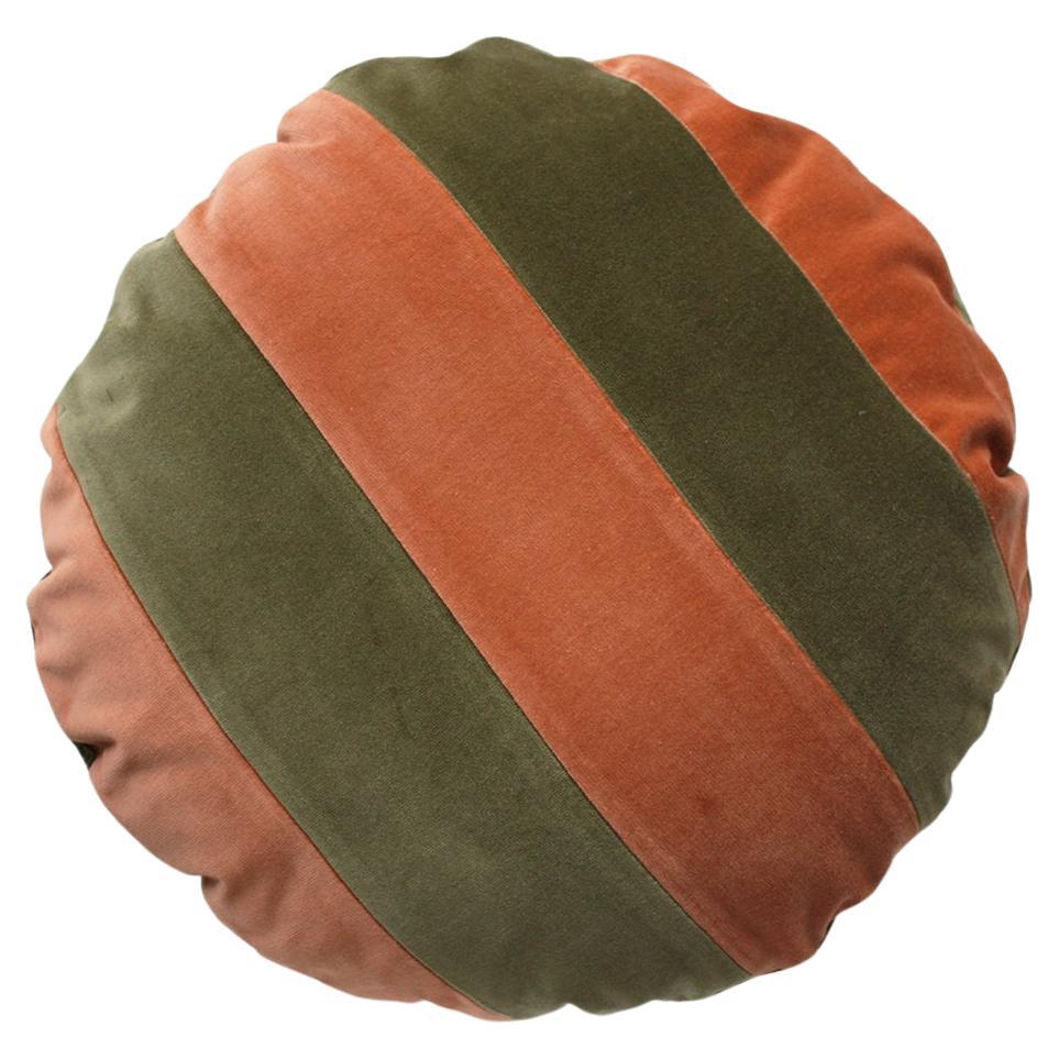 CITRINO Camel & Dry Green Velvet Deluxe Handmade Decorative Pillow For Sale