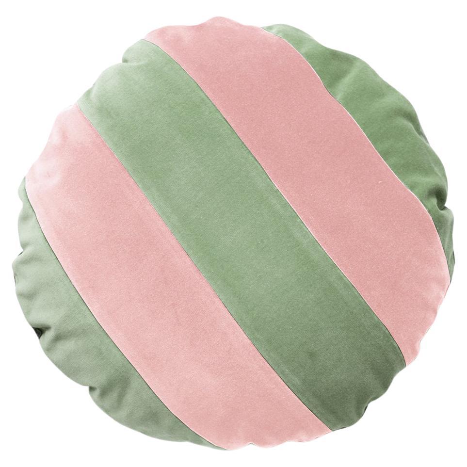 CITRINO Mint & Pink Velvet Deluxe Handmade Decorative Pillow For Sale