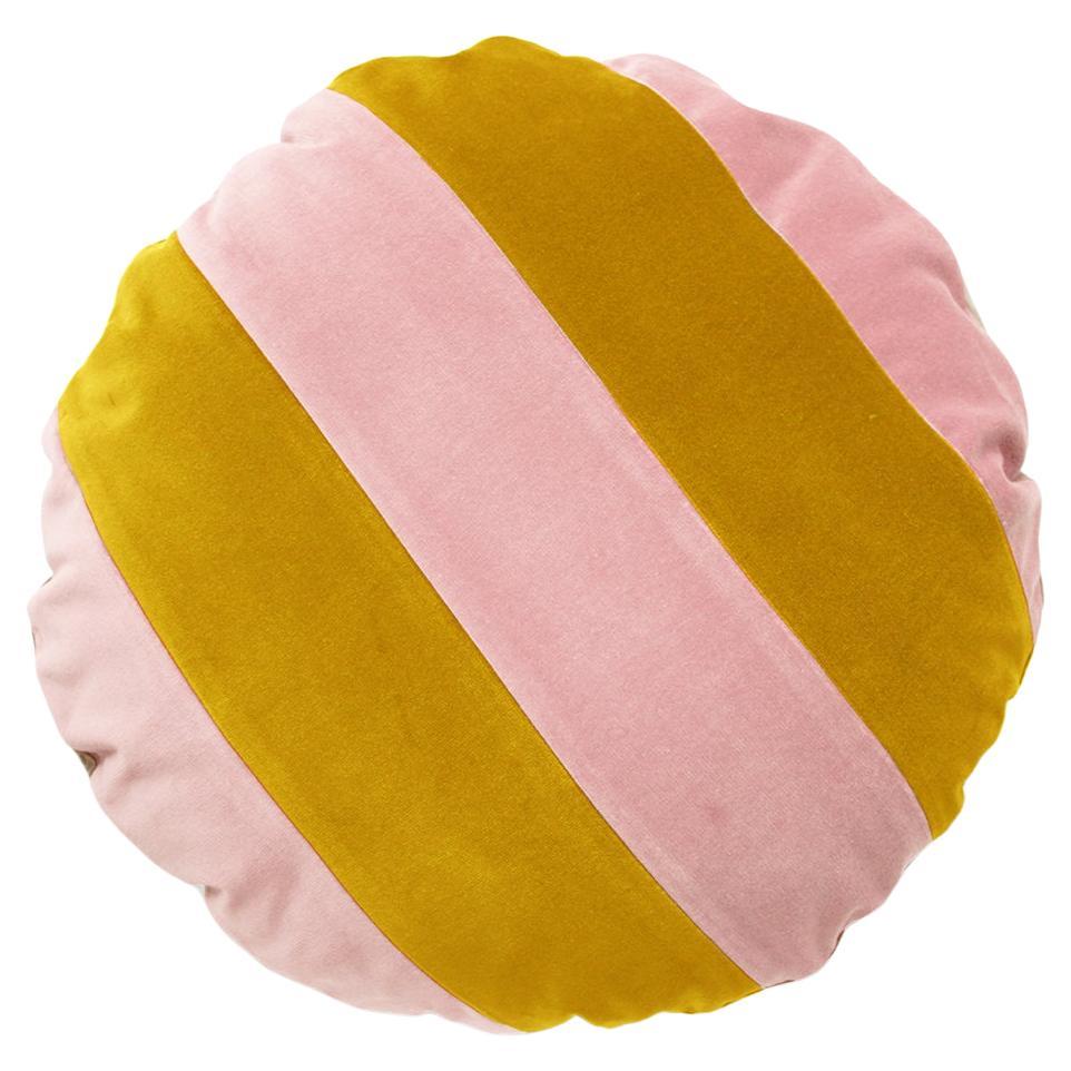 CITRINO Mustard & Pink Velvet Deluxe Handmade Decorative Pillow For Sale