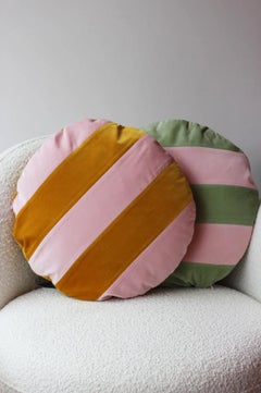 Cuscino rotondo fatto a mano CITRINO Rose & Brick Velvet Deluxe