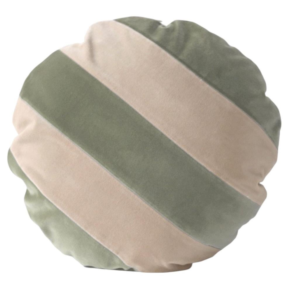 CITRINO Stone Green Velvet Deluxe Handmade Decorative Round Cushion