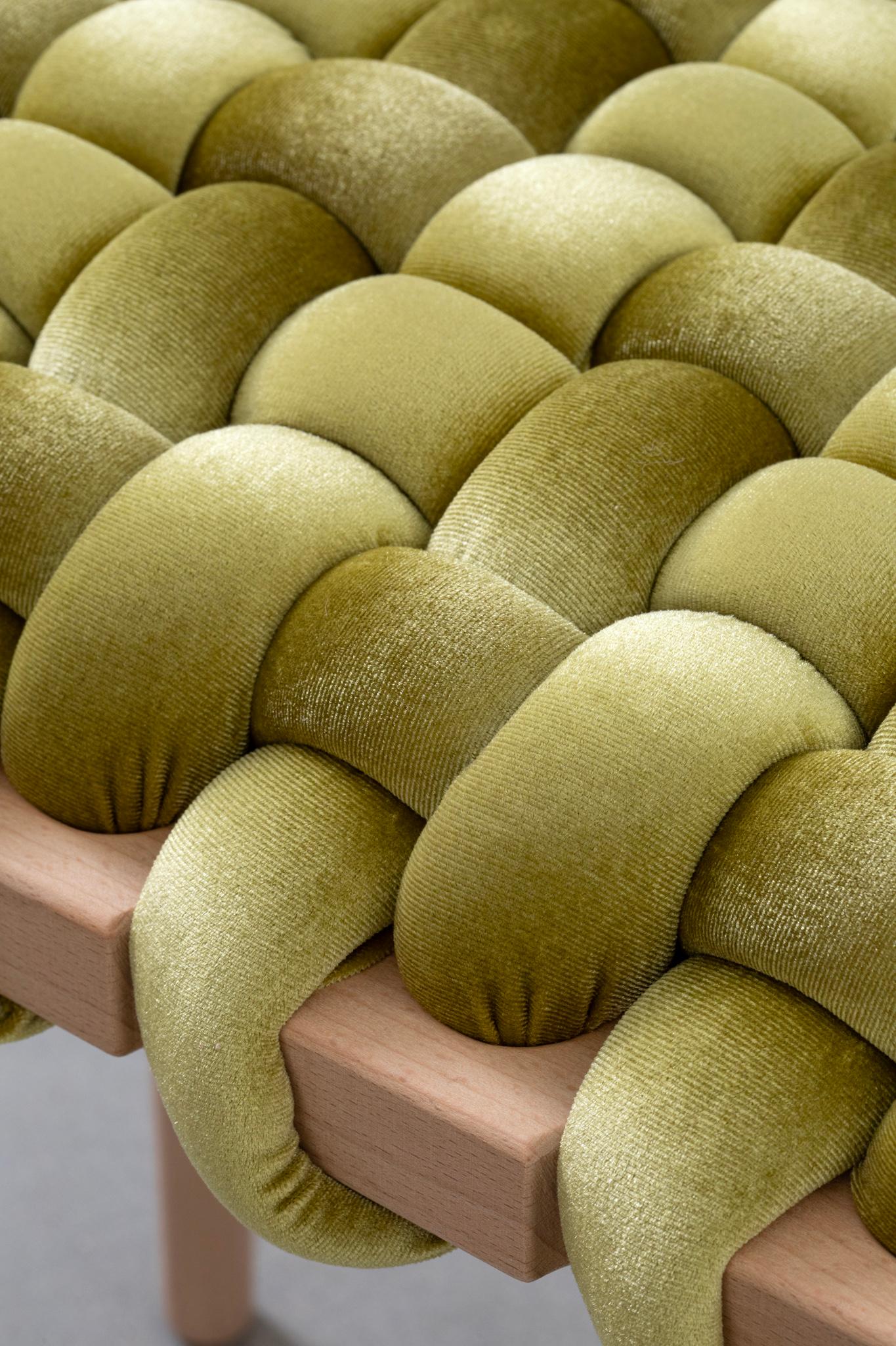 Velours Hand Made Citron Velvet Woven Bench 47