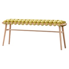 Panchina in velluto Citron intrecciato Hand Made da 47" di Knots Studio