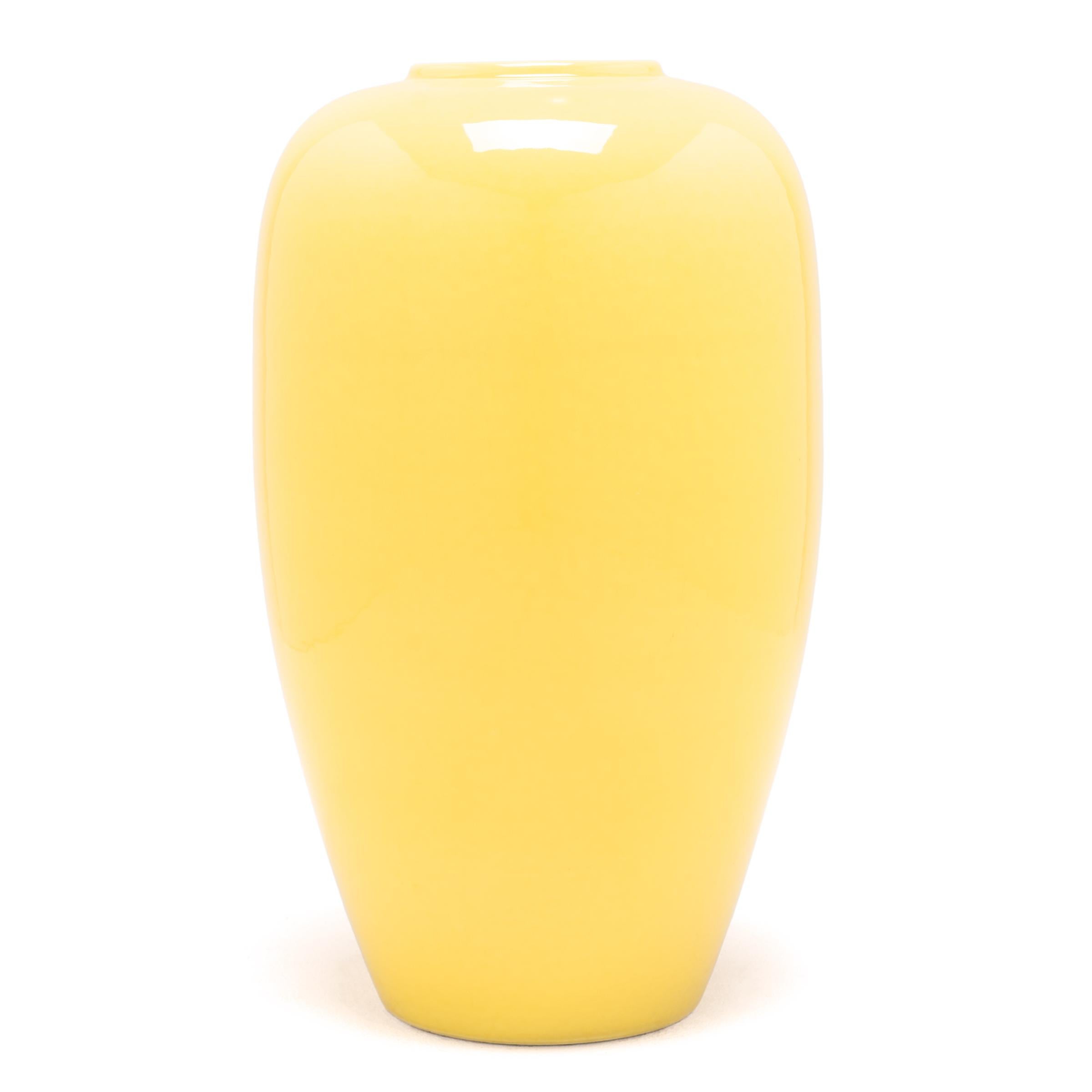 Chinese Citron Yellow Tapered Vase