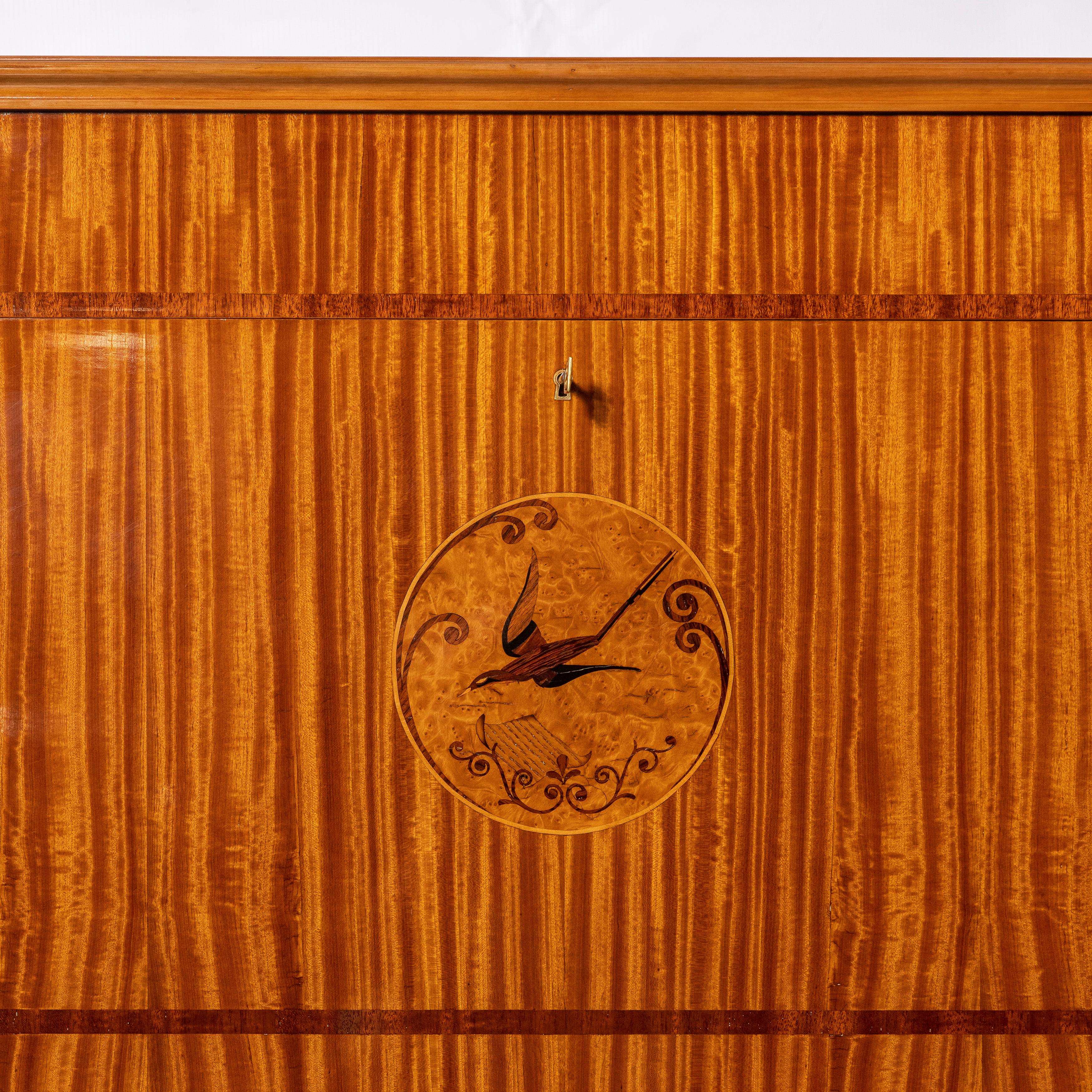 Modern Citronnier Wood and Marquetry Secretaire by Englander & Bonta, Argentina, 1950 For Sale