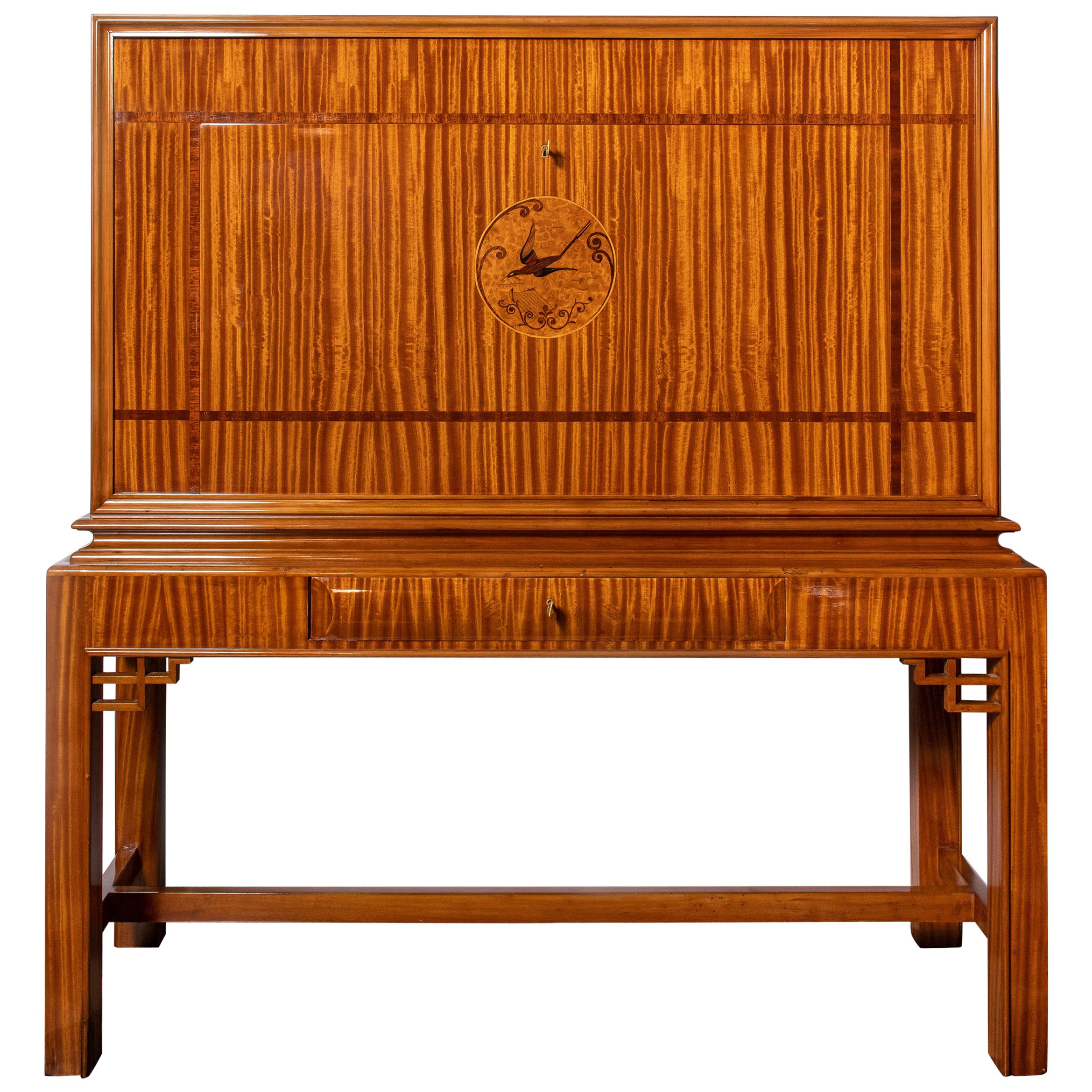 Citronnier Wood and Marquetry Secretaire by Englander & Bonta, Argentina, 1950