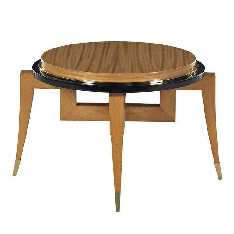 Colosseum Mix Wood Round Glass Top Coffee Table Cocktail By Po Citronnier Wood Round Coffee Table