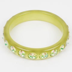 Citrus Lucite Bracelet Bangle with Crystal Rhinestones