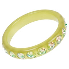Citrus Lucite Bracelet Bangle with Crystal Rhinestones