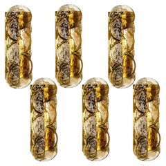 Citrus Swirl Smoked Glass Wall Lights or Sconces from J.T. Kalmar, 1968