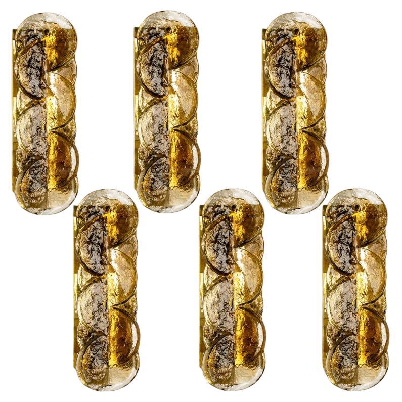 Citrus Swirl Smoked Glass Wall Lights or Sconces from J.T. Kalmar, 1968 en venta