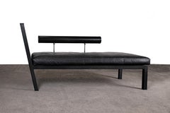 Chaise longue Citterio "Sity" para B&B Italia en piel negra sobre piel negra