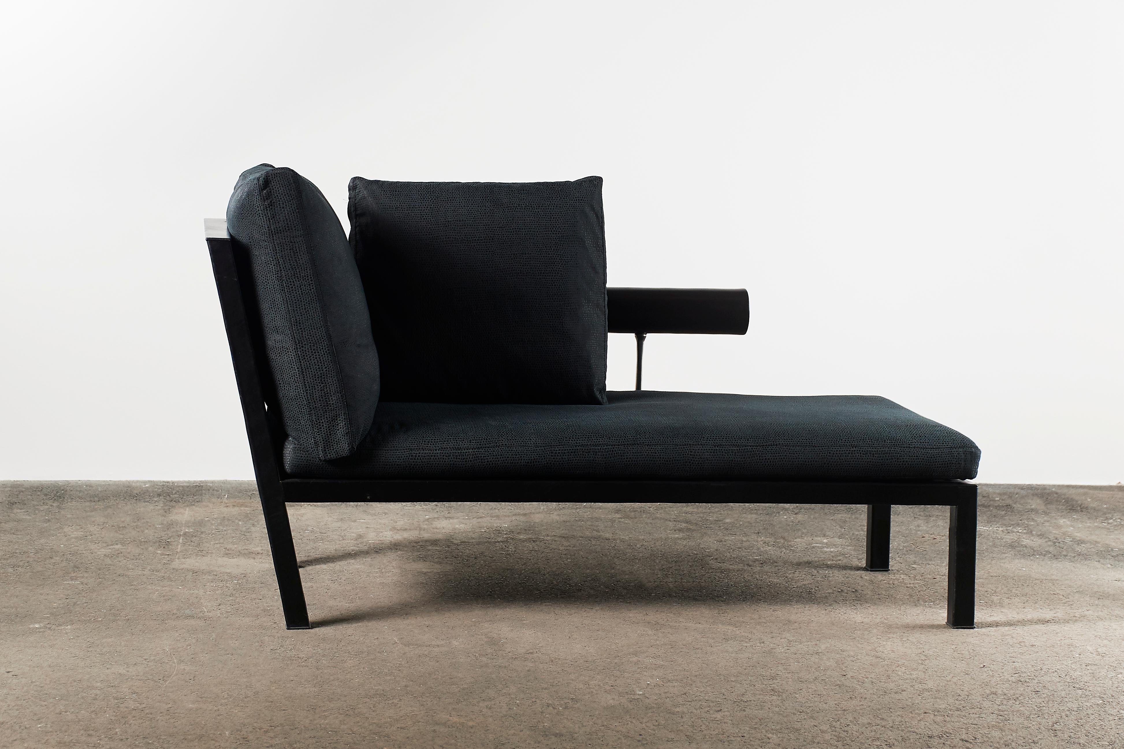 Mid-Century Modern Citterio Sity Chaise Lounge for B&B Italia in Leather & Brioni London Upholstery