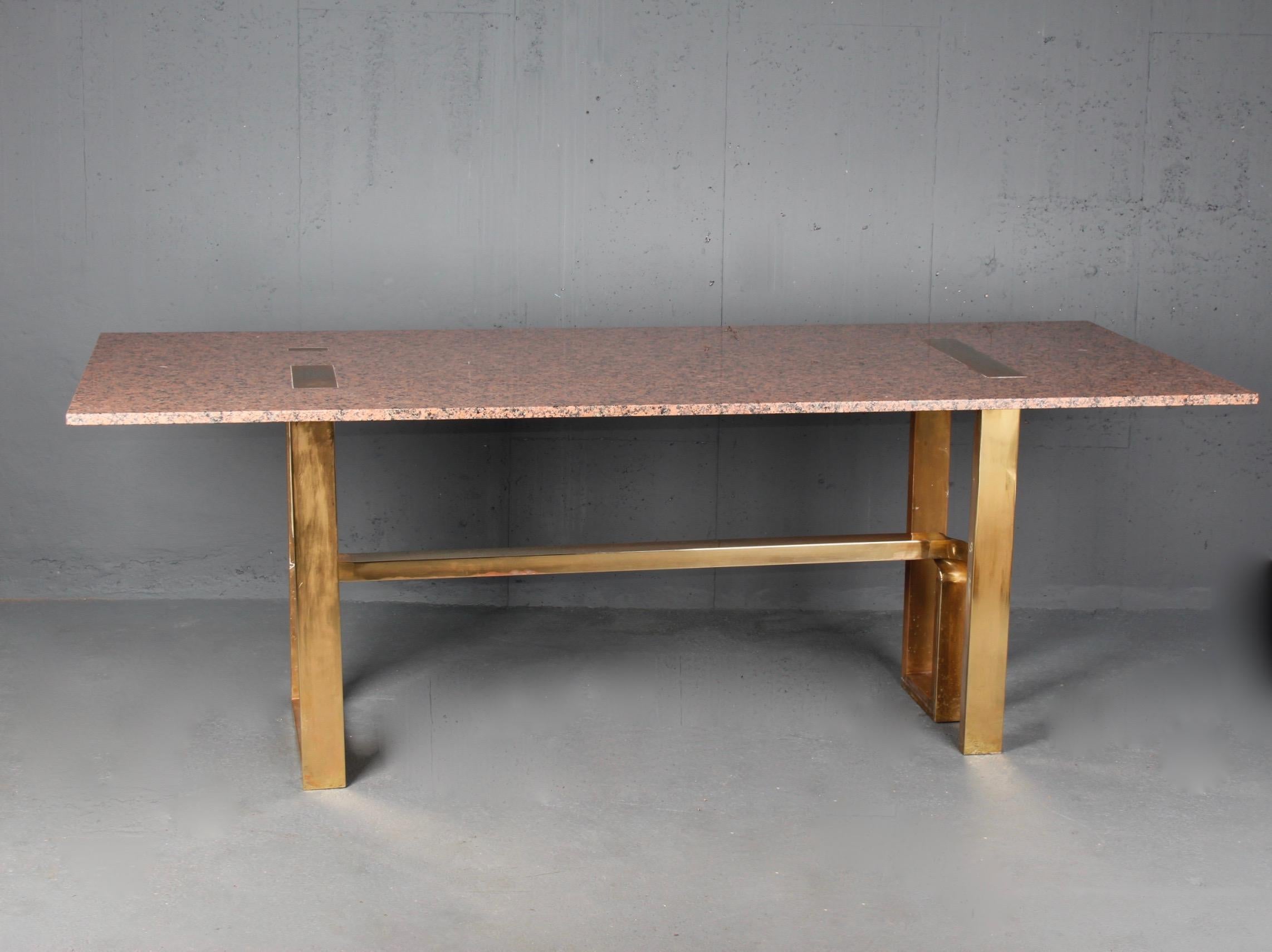 Late 20th Century Cittone Oggi Marble and Brass Inlay Dining Table