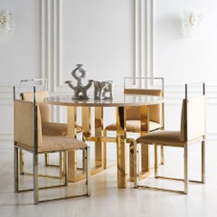 Cittone Oggi Travertine and Brass Inlay Dining Table