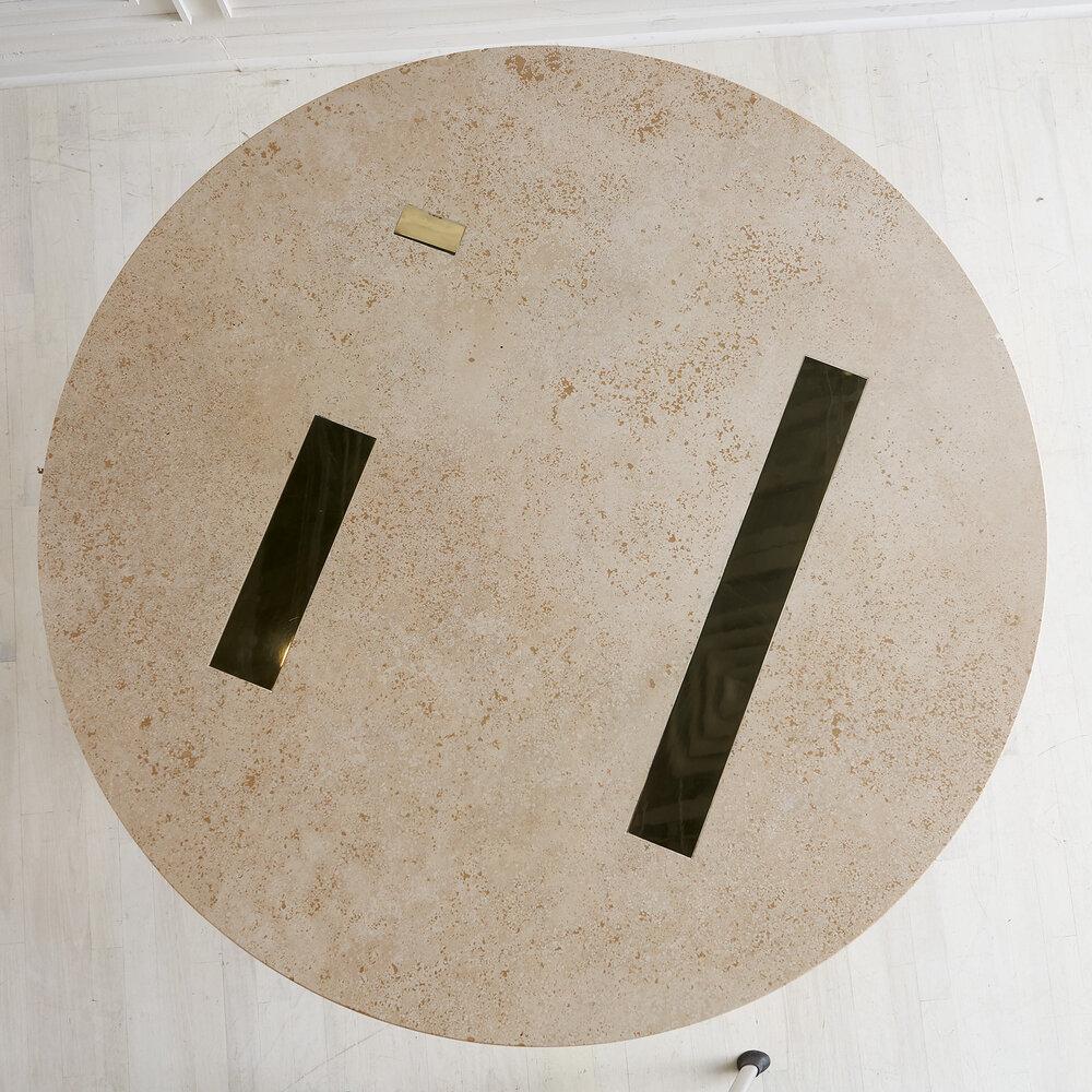 Mid-Century Modern Cittone Oggi Travertine and Brass Inlay Dining Table