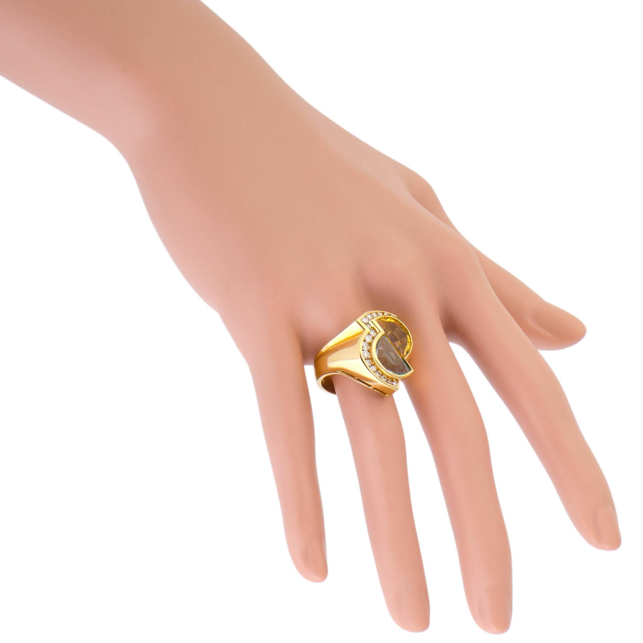 Women's Cittrine Topaz and Diamond Gold Cocktail Ring