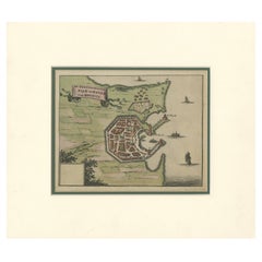 Città e porto di Rhode - Olfert Dapper, incisione colorata a mano del 1688