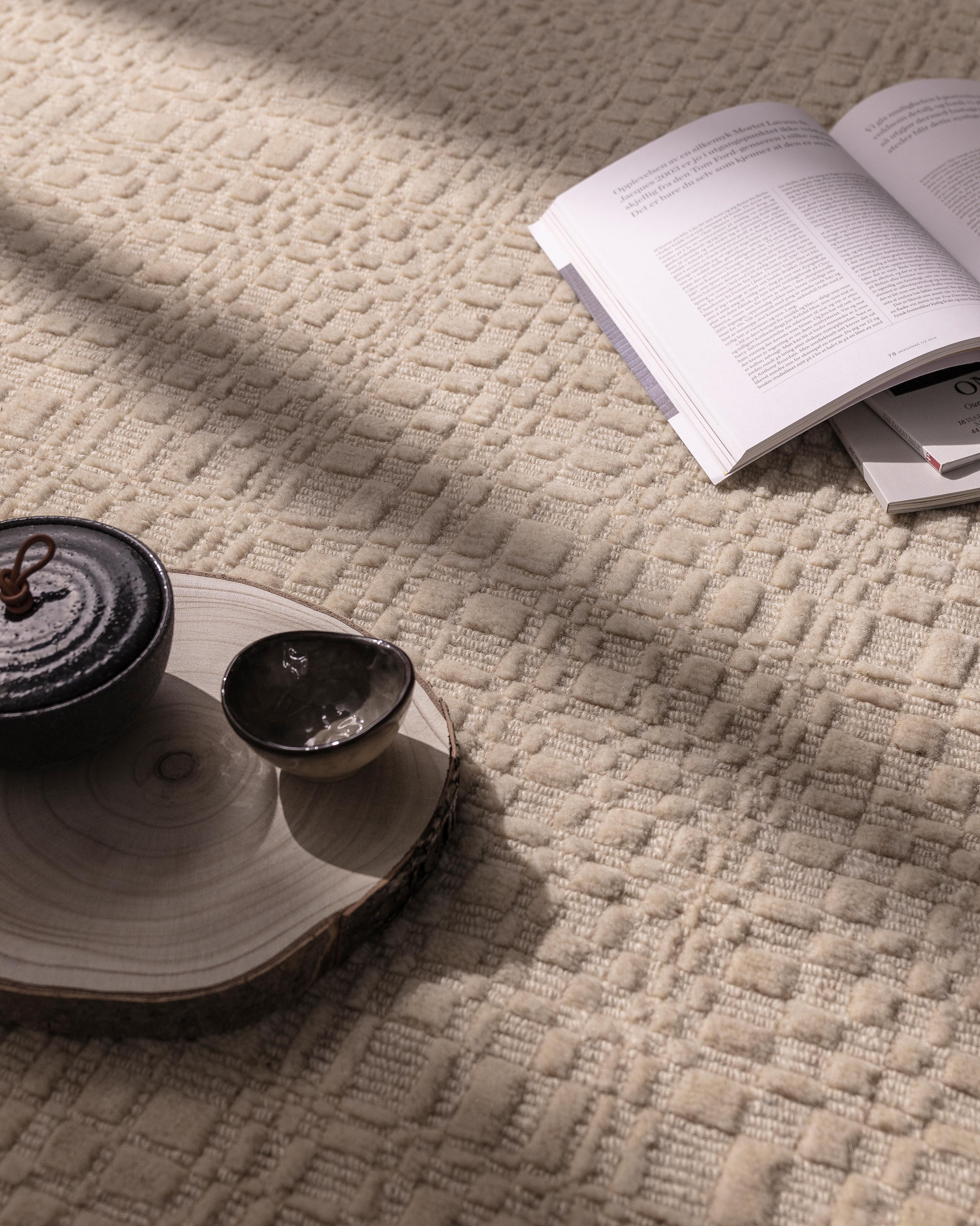 Contemporary City Beige Rug by Volver Studios For Sale