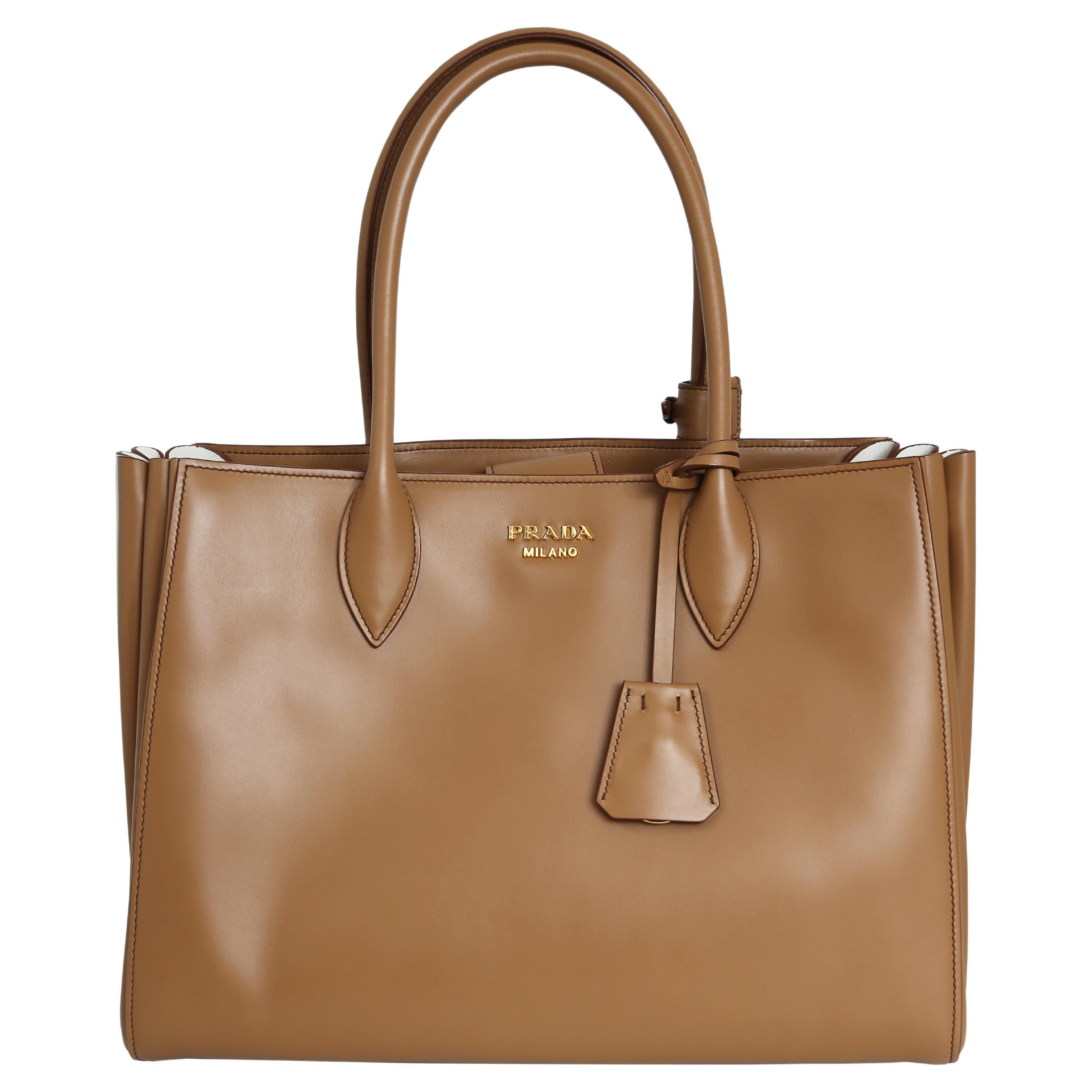 City Calf Caramel Handbag For Sale