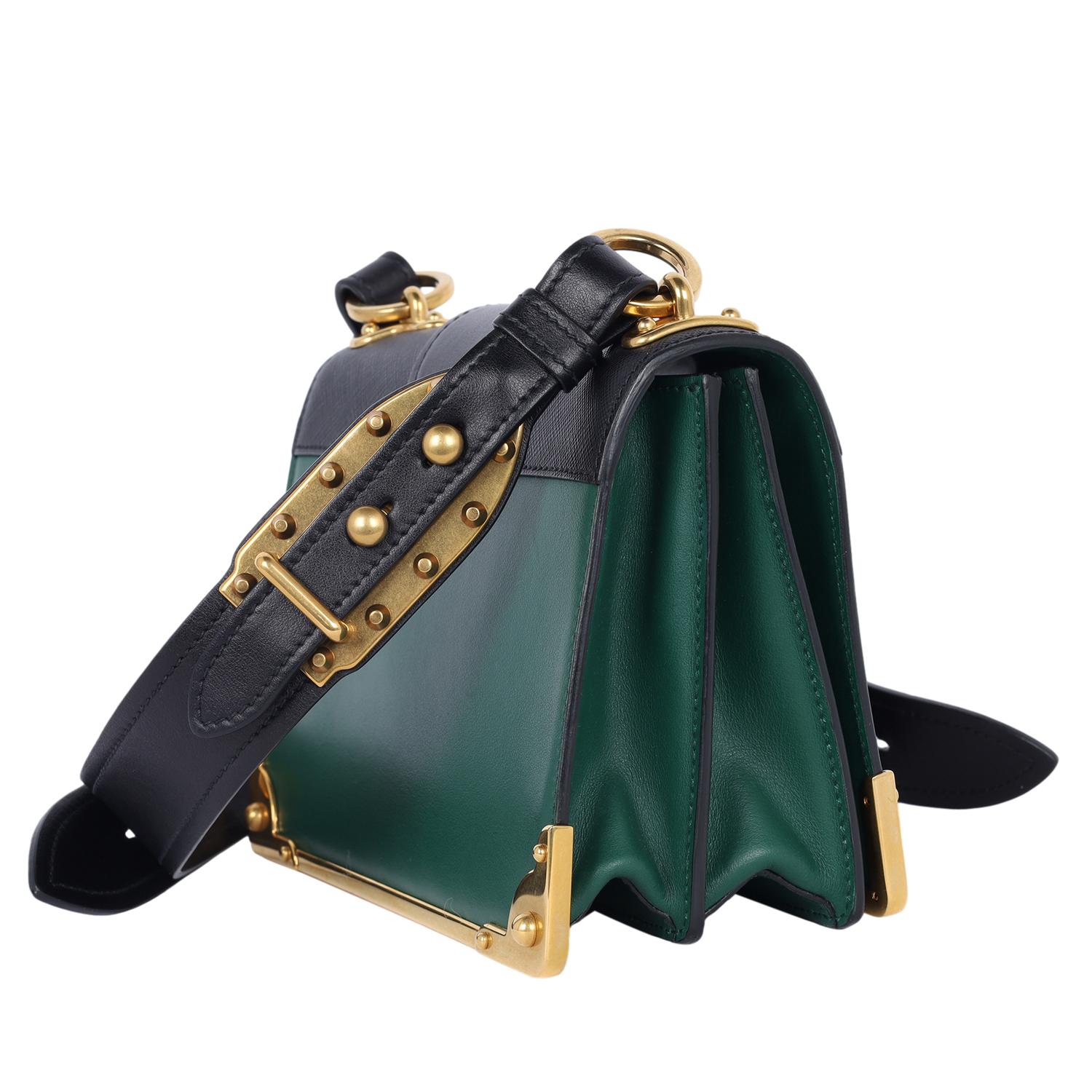 City Calf Saffiano Cahier Bag Biliardo Black Green 6