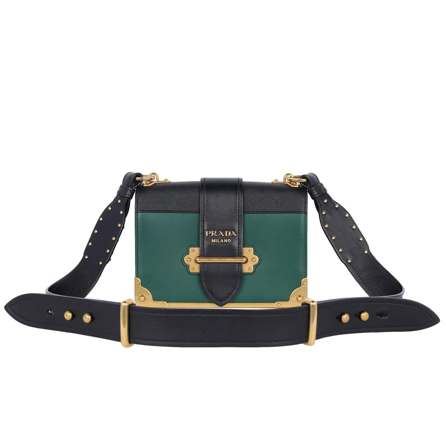 Women's City Calf Saffiano Cahier Bag Biliardo Black Green