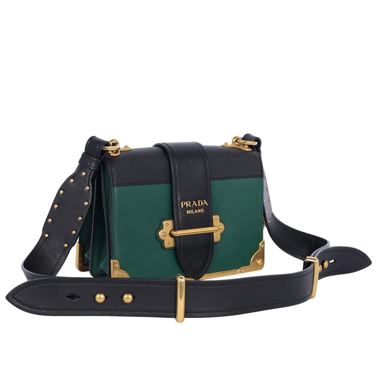 City Calf Saffiano Cahier Bag Biliardo Black Green 1