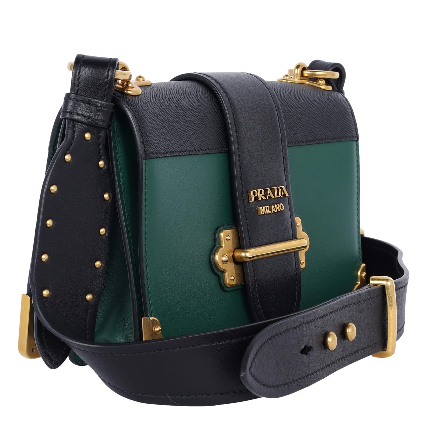 City Calf Saffiano Cahier Bag Biliardo Black Green 2