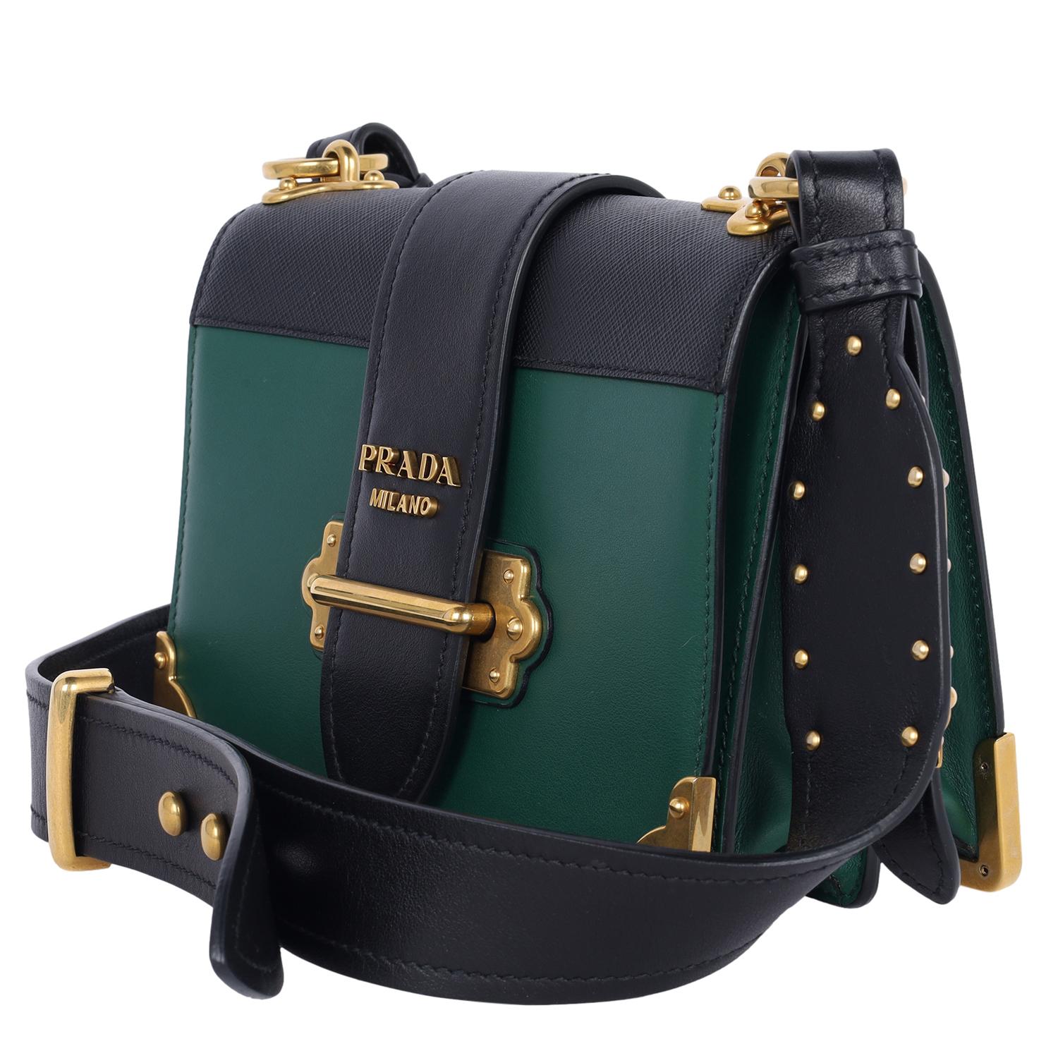 City Calf Saffiano Cahier Bag Biliardo Black Green 3