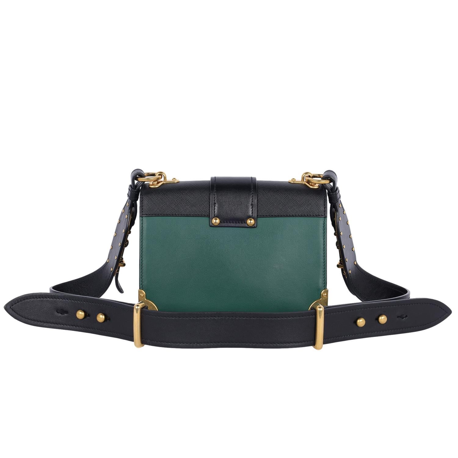 City Calf Saffiano Cahier Bag Biliardo Black Green 4