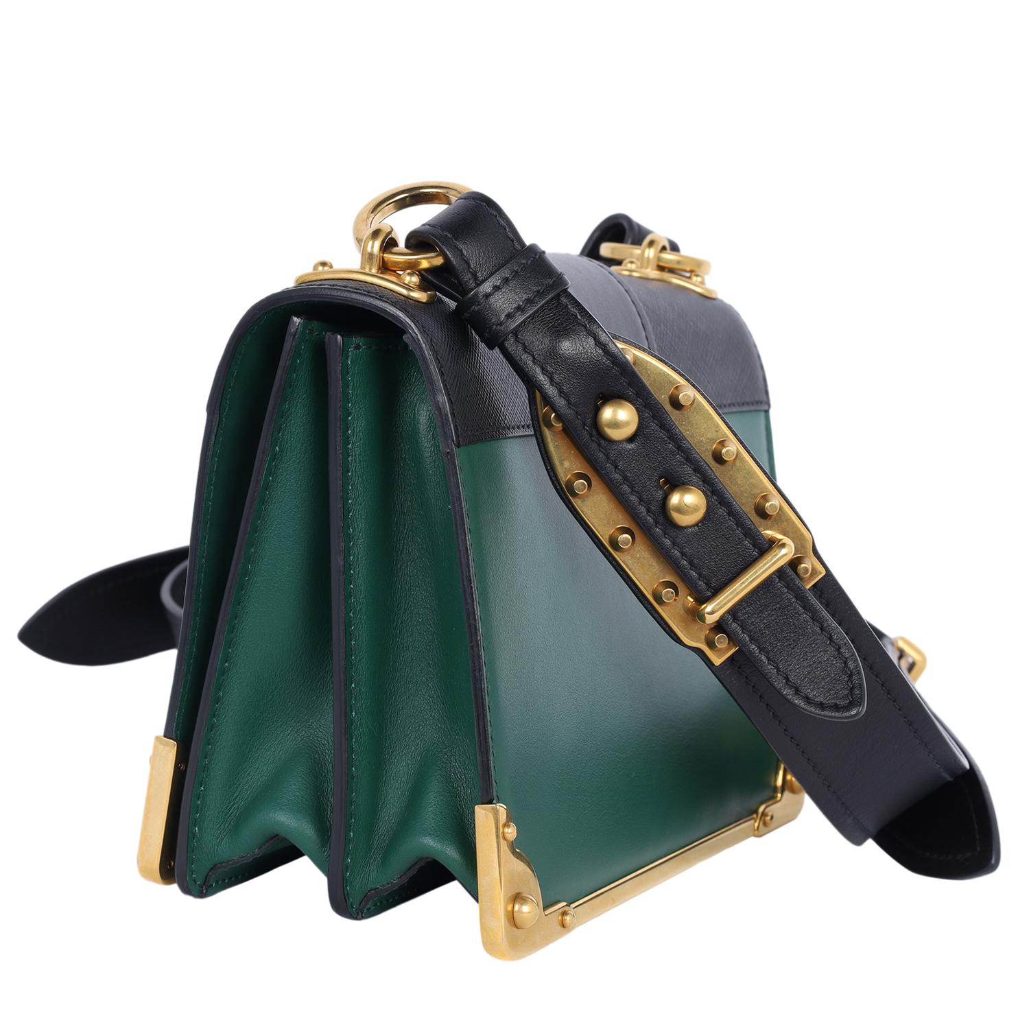 City Calf Saffiano Cahier Bag Biliardo Black Green 5