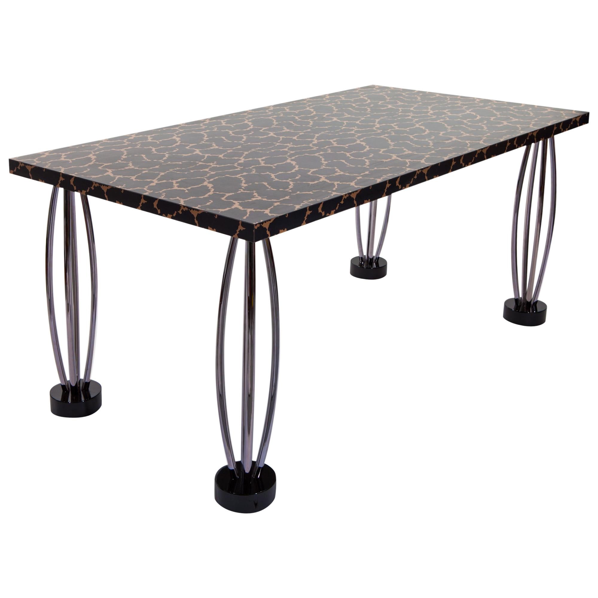City Tisch aus verchromtem Stahl, von Ettore Sottsass für Memphis Milano Collection im Angebot