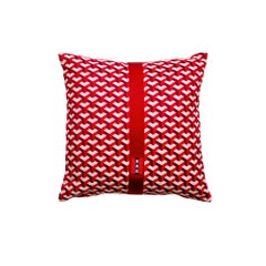 City Cushion Pillow "Amsterdam" in Red and White Geometric Print