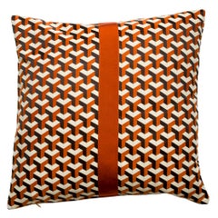 City Cushion Pillow "Barcelona" in Beige Brown Orange Geometric Print