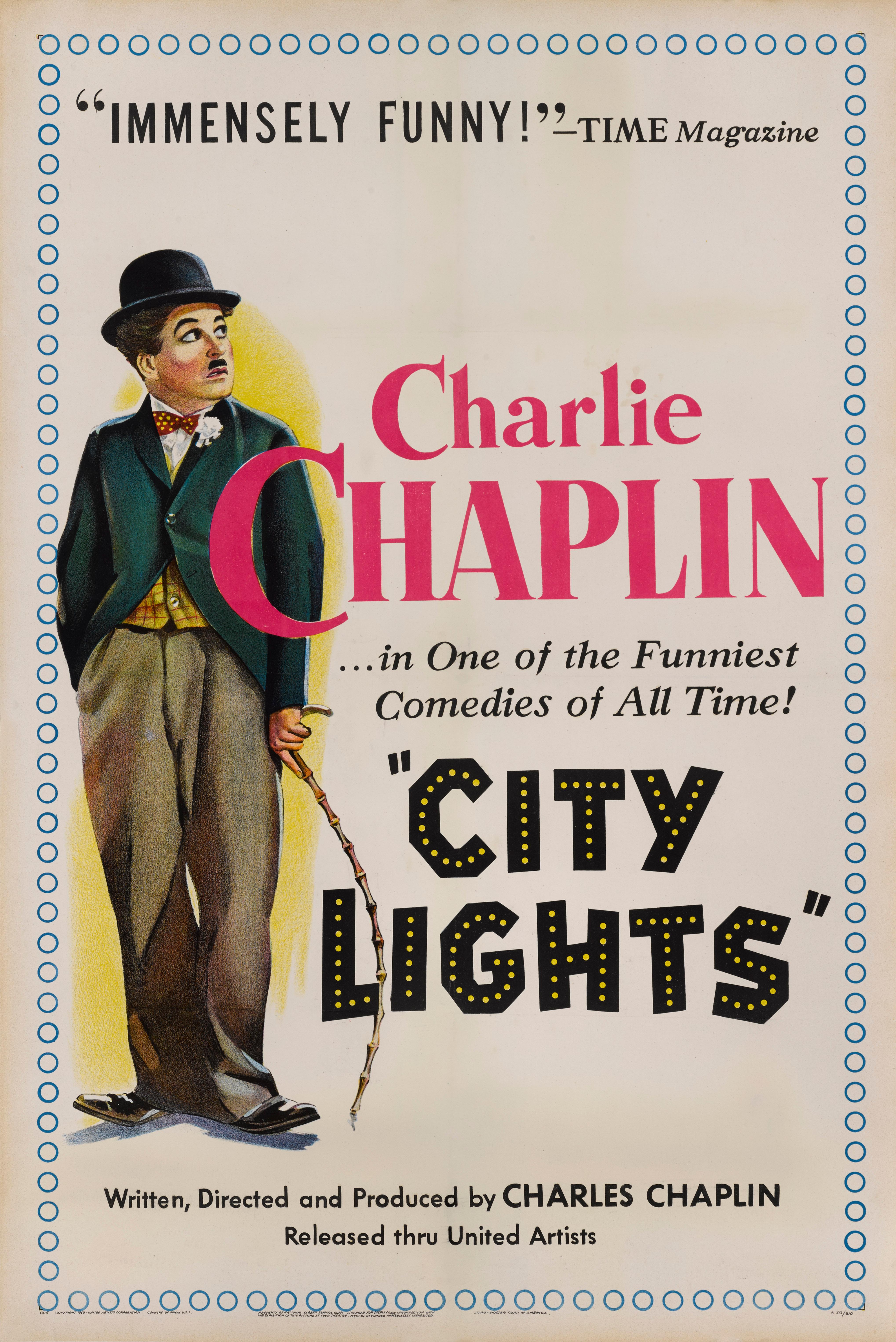 Original US film poster for the 1950s re-release of the 1931 silent Charlie Chaplin comedy romance.