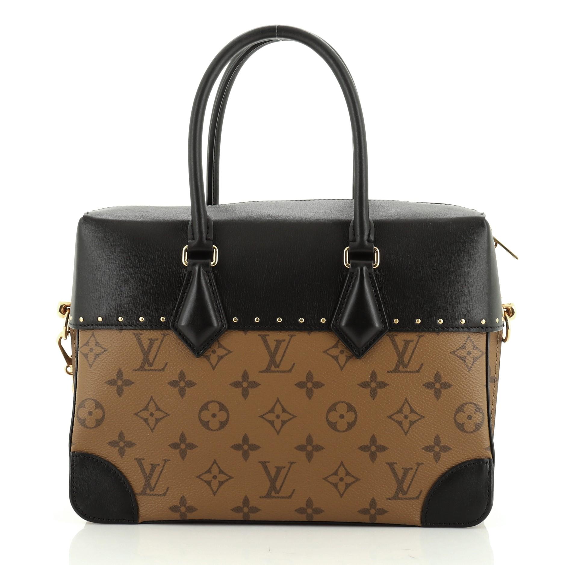 Black City Malle Handbag Reverse Monogram Canvas and Leather MM