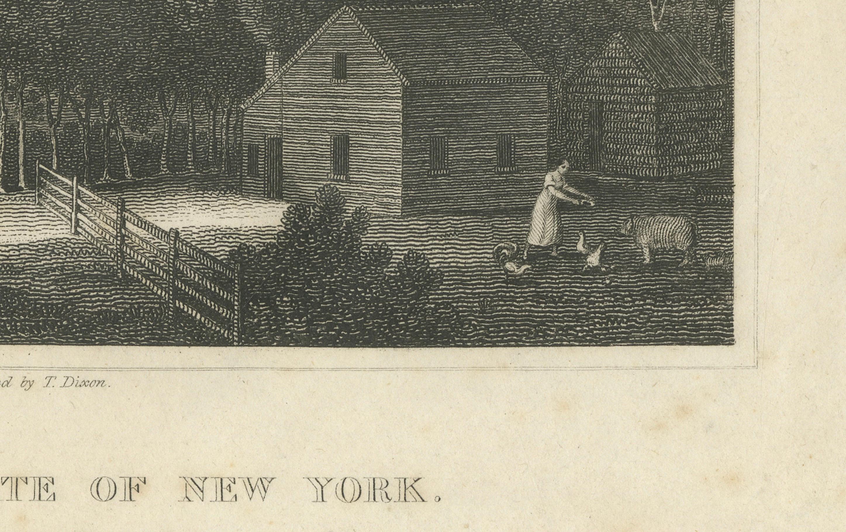 City of Albany, New York, Hudson River View – Antique Engraving, 1827