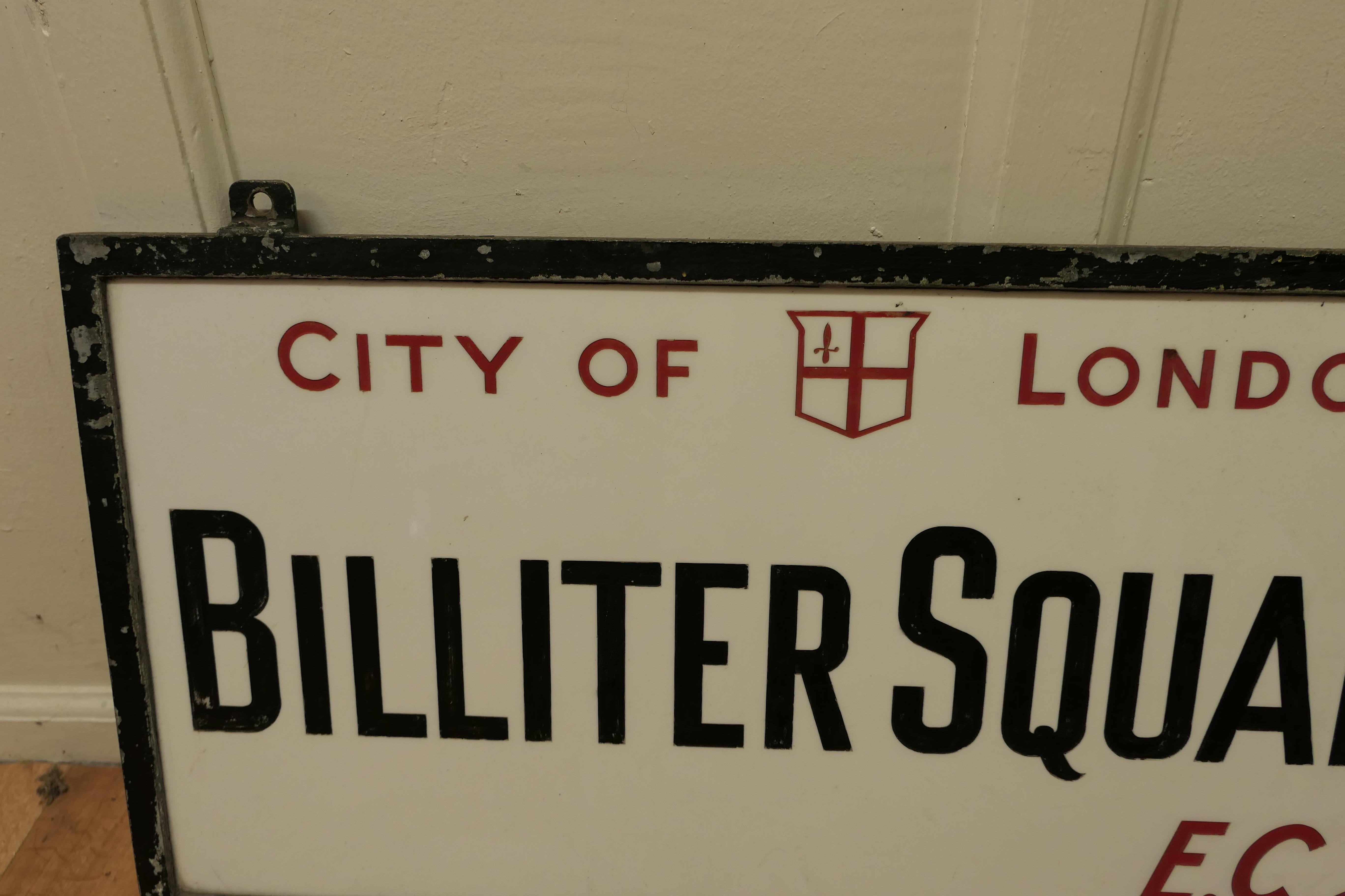 City of London Glass Edwardian Street Sign, Bilter Square E.C.3 In Good Condition For Sale In Chillerton, Isle of Wight