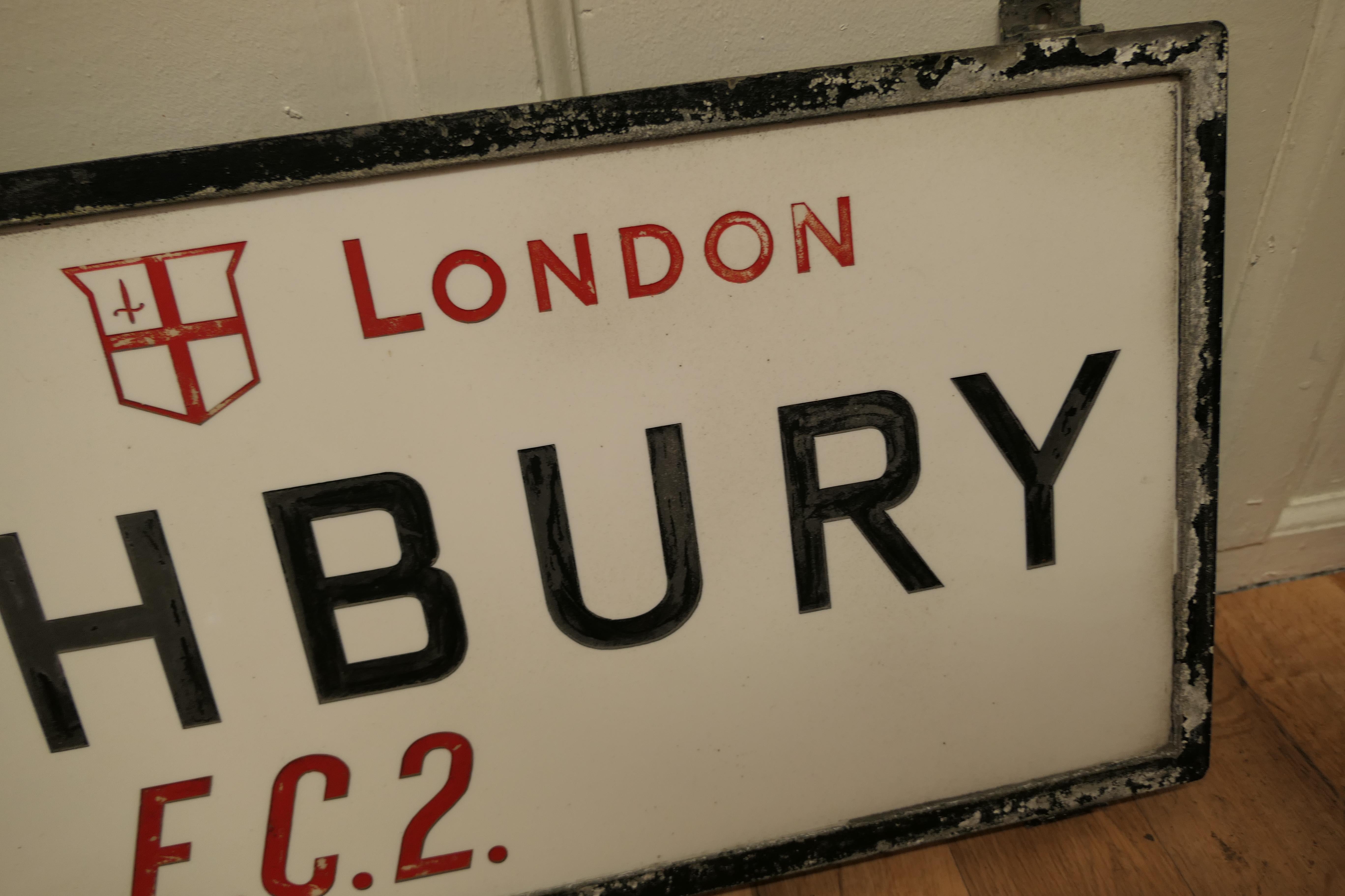City of London Glass Edwardian Street Sign, Lothbury E.C.2 In Good Condition For Sale In Chillerton, Isle of Wight