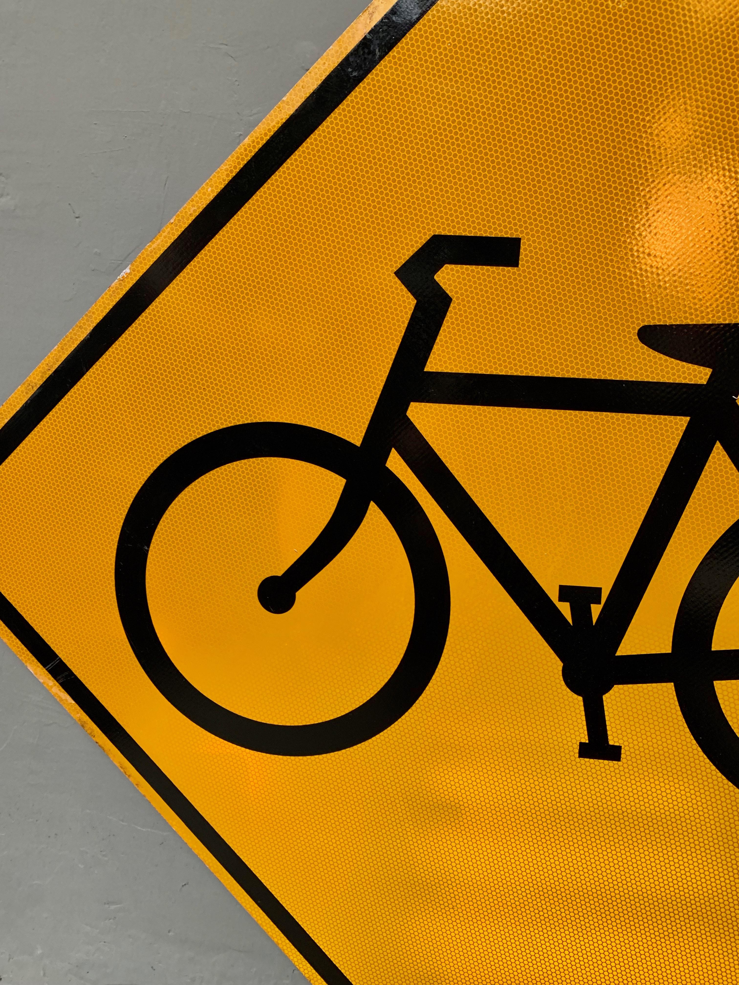 Late 20th Century City of Los Angeles Yellow Bike Sign